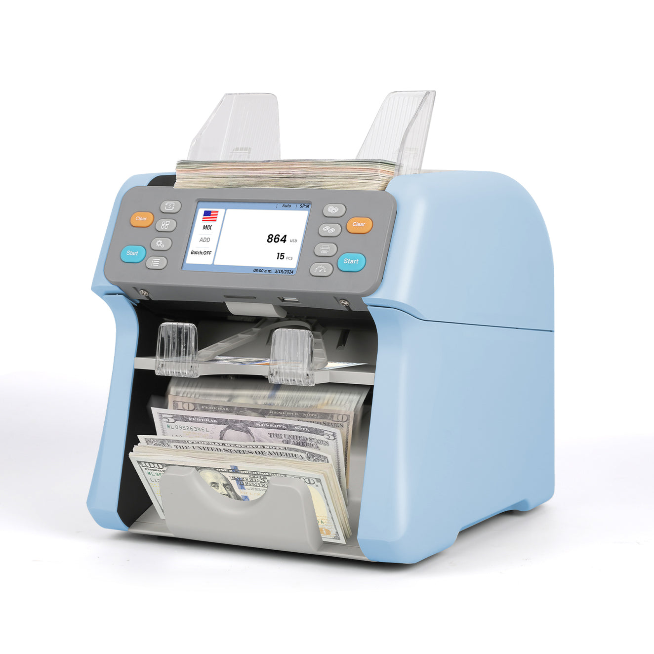 Dual Counter Order Collection RIBAO MC-165 Mixed Bill Value Counter & Sorter | Dual User Mode