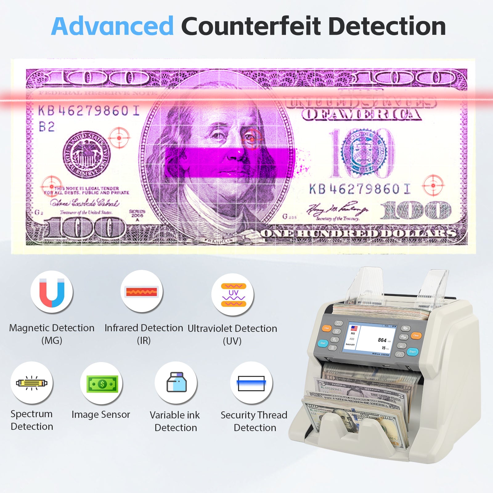 RIBAO MC-165 Mixed Bill Value Counter & Sorter | Dual User Mode