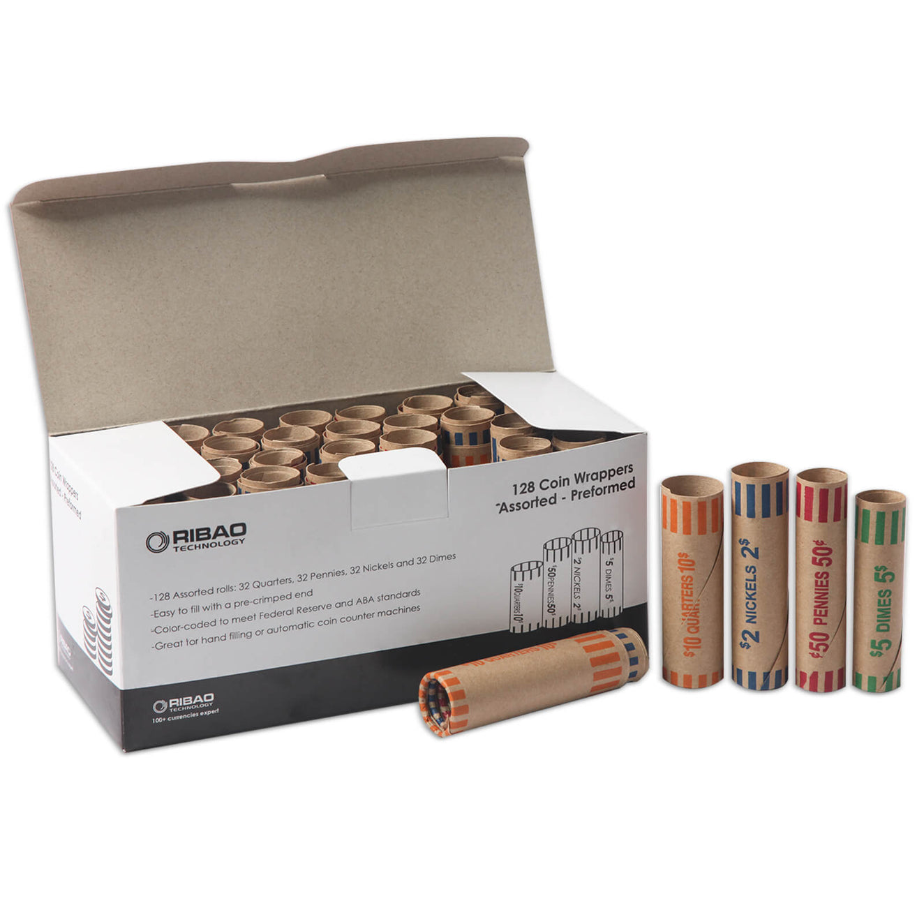662 Wrapper Assorted Preformed Crimped End Coin Roll Wrappers