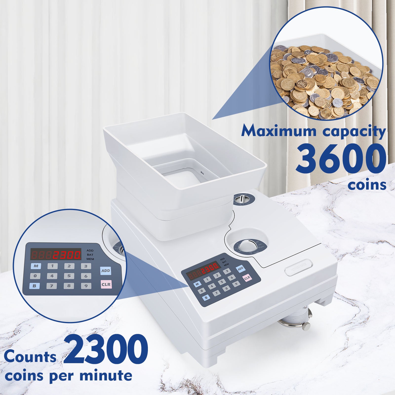 Ribao CS-10S Portable High Speed Coin Counter Coin Counting Machine