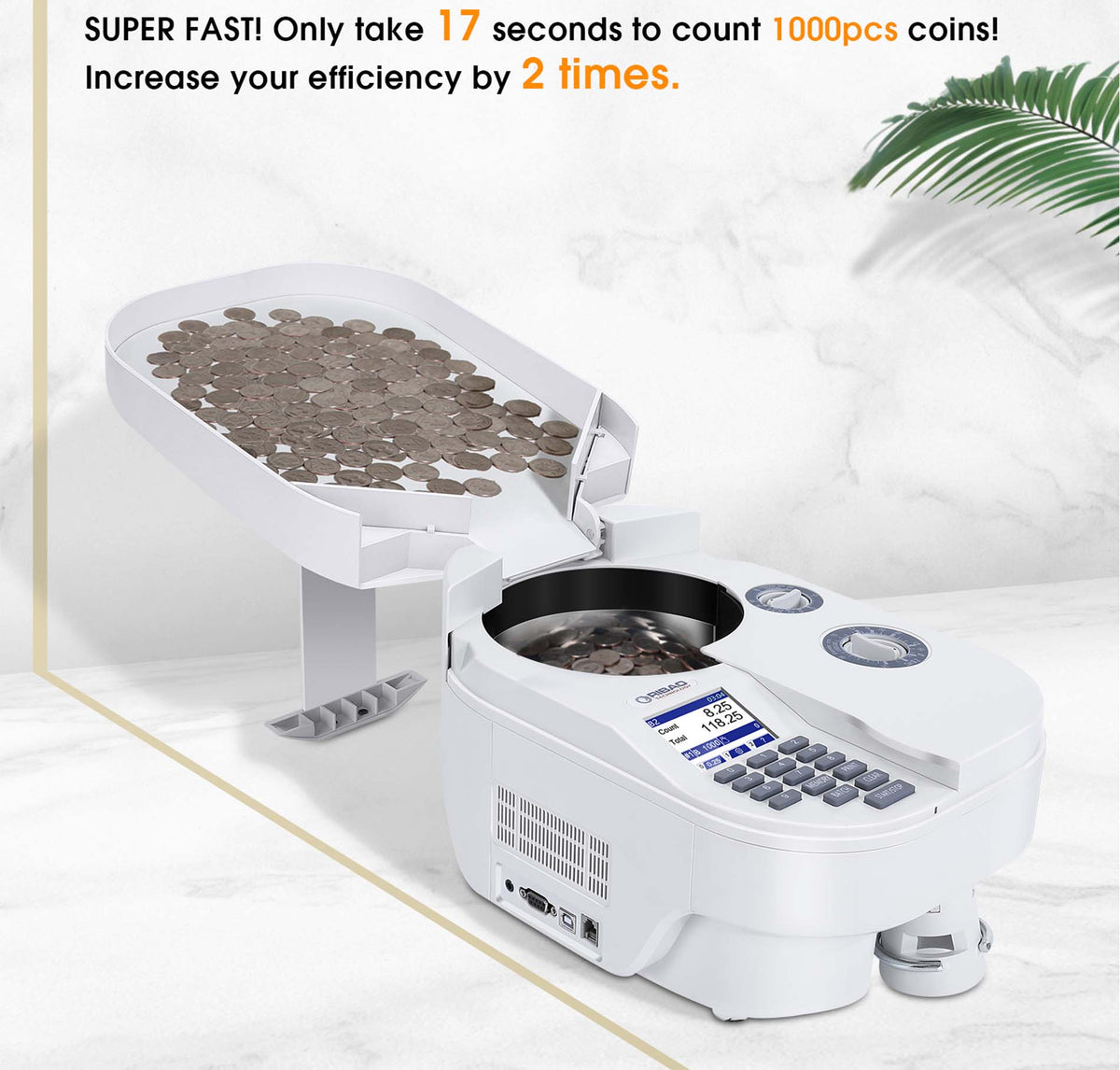Ribao HCS-25 Portable Coin Counter Value Counting Coin Sorter
