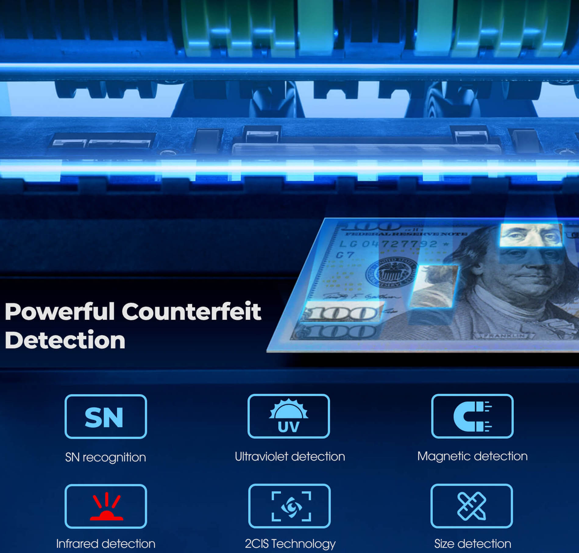 mixed denomination value counter with counterfeit detection